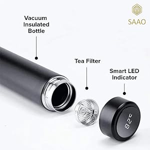 Stainless Steel Sports Water Bottle with LED Temperature Display, Double Wall Vacuum Insulated, 500 ML, Keeps Hot for 24 Hours Stainless Steel Sports Water Bottle with LED Temperature Display, Double Wall Vacuum Insulated, 500 ML, Keeps Hot for 24 Hours