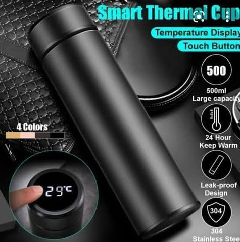 Stainless Steel Sports Water Bottle with LED Temperature Display, Double Wall Vacuum Insulated, 500 ML, Keeps Hot for 24 Hours Stainless Steel Sports Water Bottle with LED Temperature Display, Double Wall Vacuum Insulated, 500 ML, Keeps Hot for 24 Hours