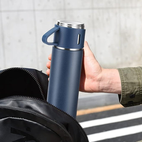Velocious® Stainless Steel Thermo 500ml/16.9oz Vacuum Insulated Bottle with 3 Cup for Coffee Hot Drink and Cold Drink Water Flask Velocious® Stainless Steel Thermo 500ml/16.9oz Vacuum Insulated Bottle with 3 Cup for Coffee Hot Drink and Cold Drink Water Flask
