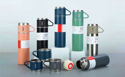Velocious® Stainless Steel Thermo 500ml/16.9oz Vacuum Insulated Bottle with 3 Cup for Coffee Hot Drink and Cold Drink Water Flask Velocious® Stainless Steel Thermo 500ml/16.9oz Vacuum Insulated Bottle with 3 Cup for Coffee Hot Drink and Cold Drink Water Flask