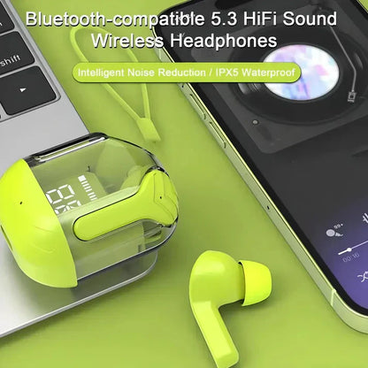 Crystal Portable LED Display Professional Clear Sound Wireless Earbuds